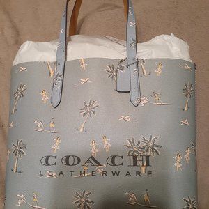 NEW WT Coach Hawaiian Print Highline Tote Bag Large with Open top